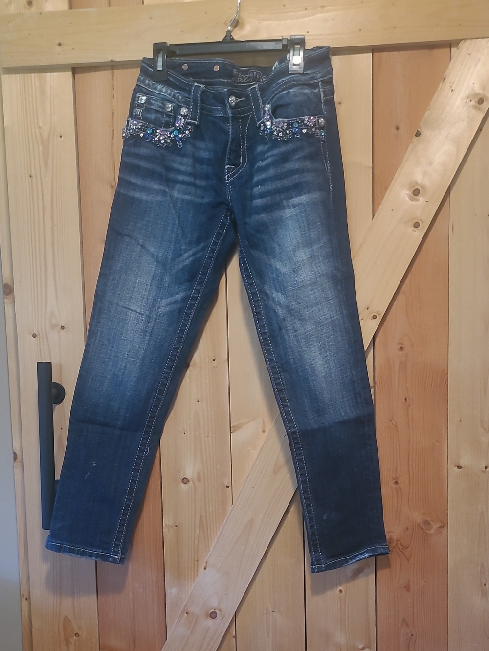 Miss Me Skinny Crop Embellished Dark Blue Women’s Jeans